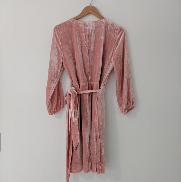NWT J. Crew Pink Velvet Wrap Dress - Picture 3 of 6
